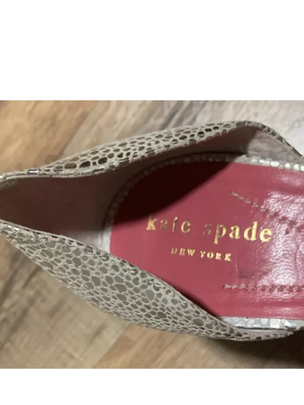 kate spade Silver Textured D'Orsay Peep-Toe Heels Sz 9B